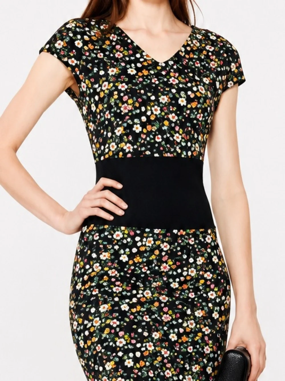 Tory Burch Juillet Vilette Ditsy Floral Midi Stretch Casual Dress Size Medium